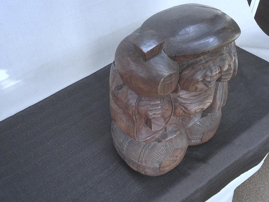 家宝に！【木彫り　大黒様　欅製大振り　飾り映え・K48・骨董】縁起物恵比寿　鑑賞