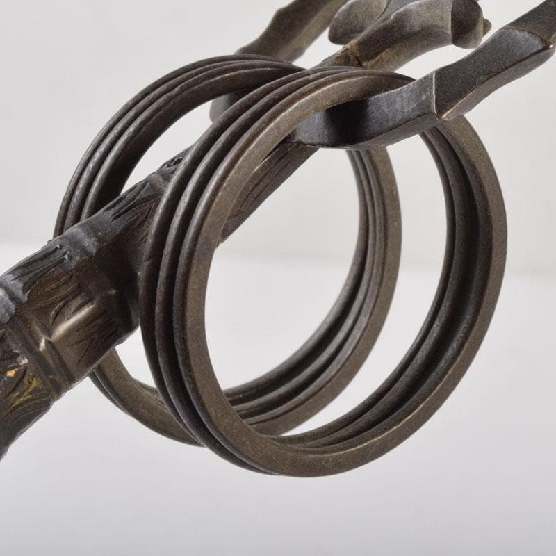 仏教美術　銅製　仏具　遊環　錫杖　箱付　C　8715