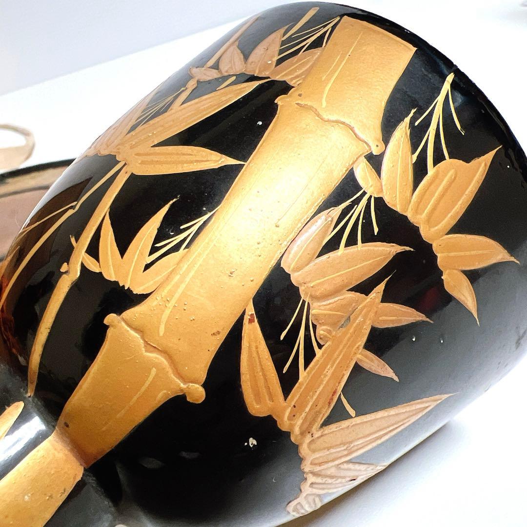 【希少】鼓　蒔絵　小鼓　胴　和楽器　漆塗り　伝統芸能　能 歌舞伎　竹雀　金彩