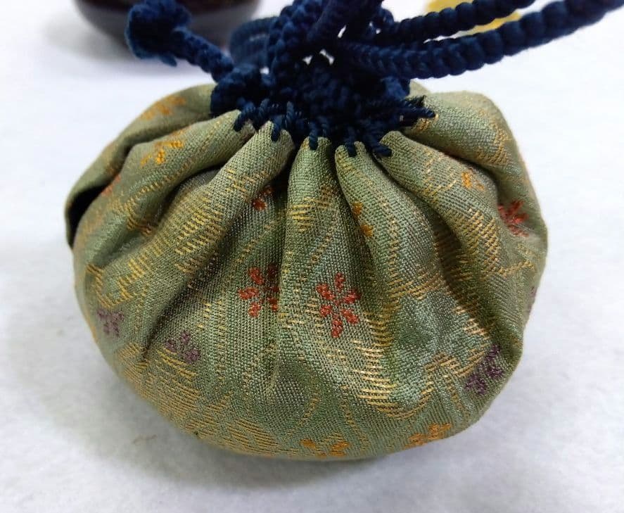 月末迄特価 茶道具 茶入 内海茶入 長緒茶入 仕服 立涌に蔦 正絹 新品