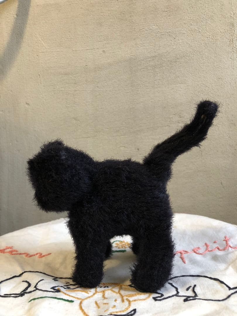 アンティーク ドイツ製 グリーンお目々の黒猫ちゃん テディ