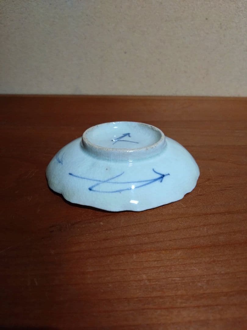 古伊万里 蒟蒻印判 花紋 輪花平盃 小皿