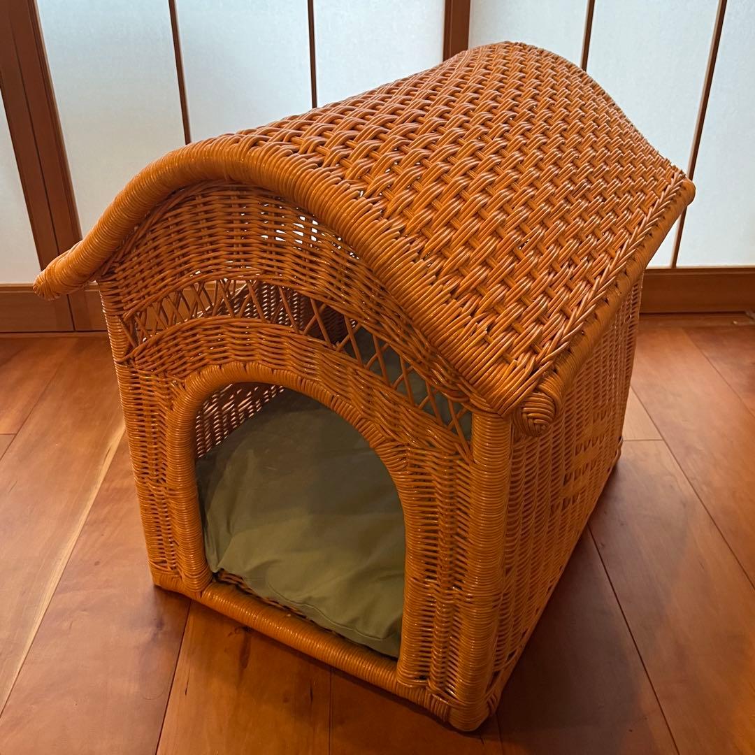ラタン製　家型ペットハウス　犬小屋　今枝商店