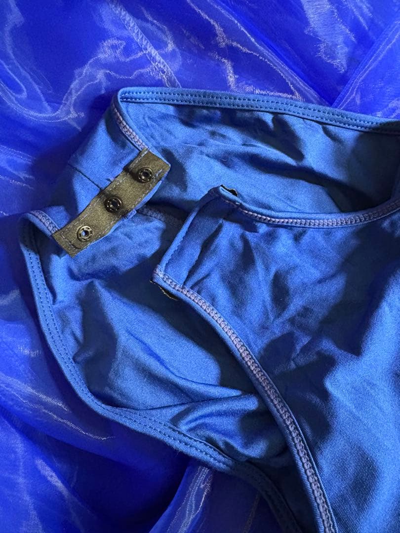 社交ダンスドレス 青 オフショルダー