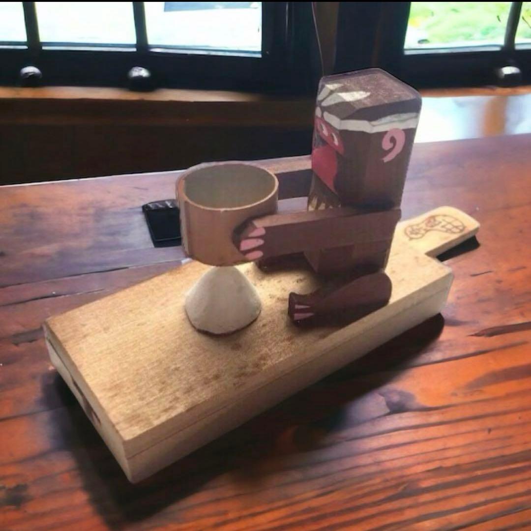 長野県 廃絶 郷土玩具 奈良井のからくり玩具 信濃猿 蕎麦猿×3 民藝 伝統工芸