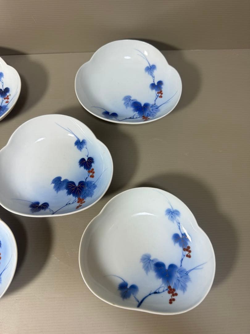 2208 有田焼 芳祥堂特製　葡萄瑠璃　皿　5客