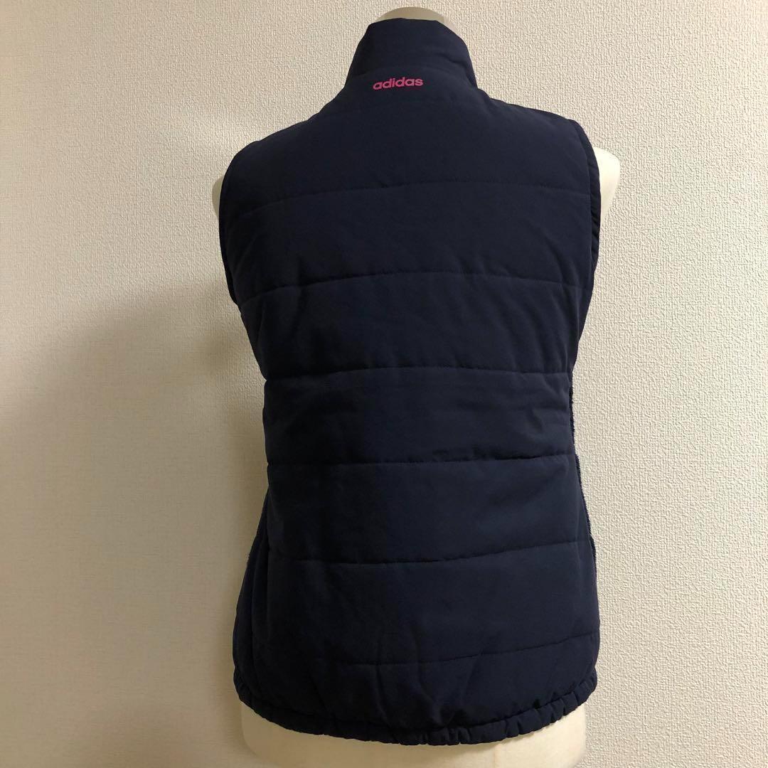 アディダスゴルフ フリースボア ダブルジップ ベスト ネイビー Mサイズ