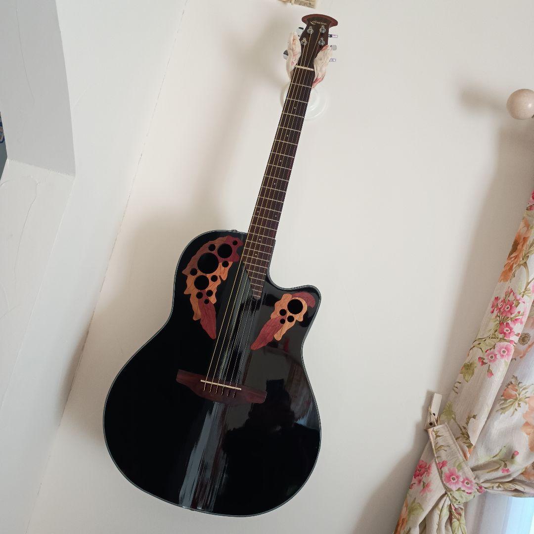 超美品　低弦高　Ovation エレアコギター 黒　Elite　おまけ付き