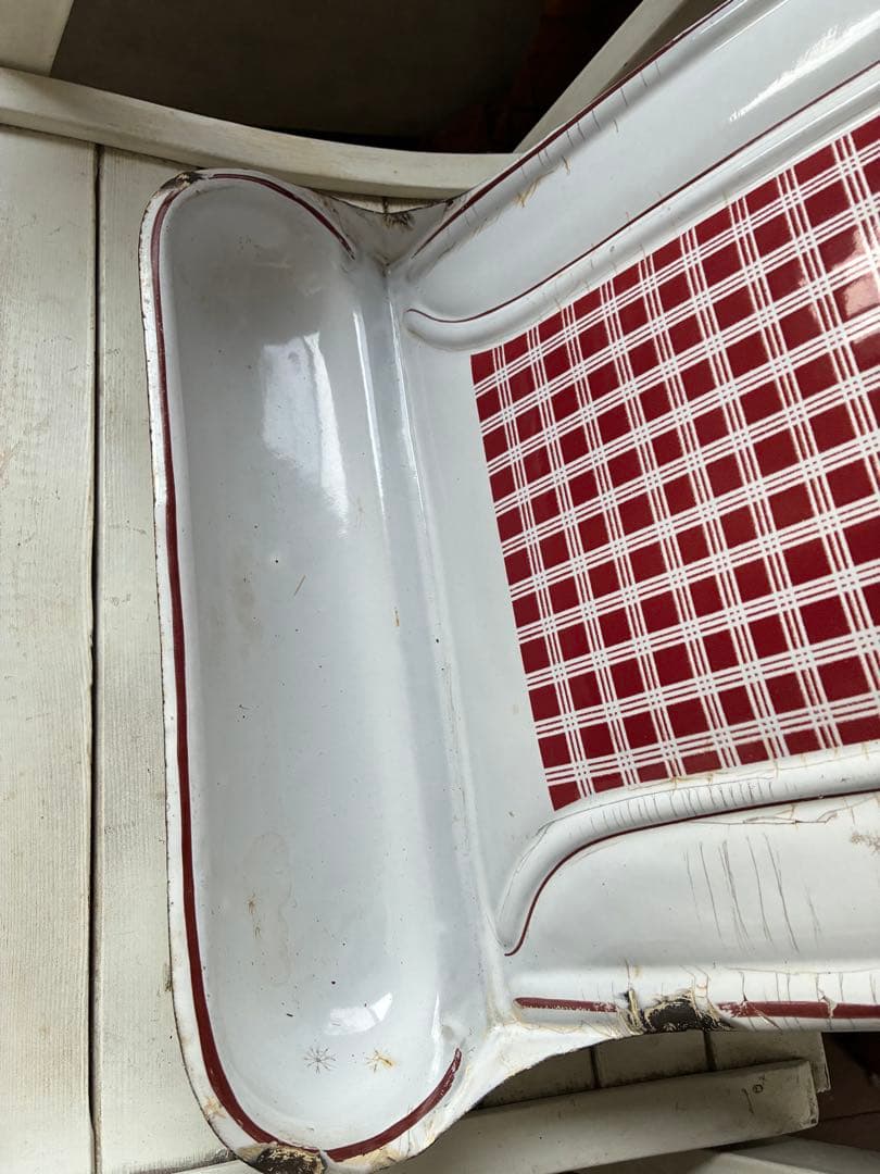 フランス　アンティーク　ホーロー　レードルラック　BB社　チェック　レードル付き