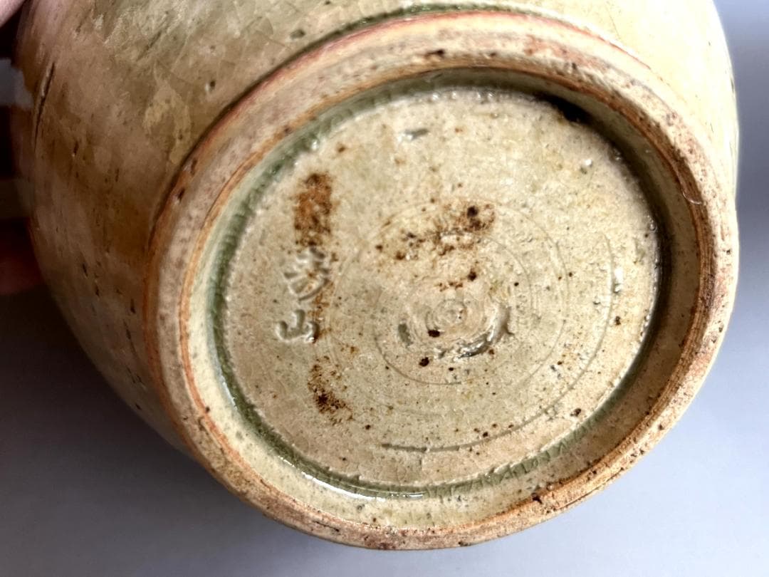 花瓶■壽山 珠光青磁不遊環花入 湧泉 淡々斎花押 花器 古美術 時代物 骨董品■