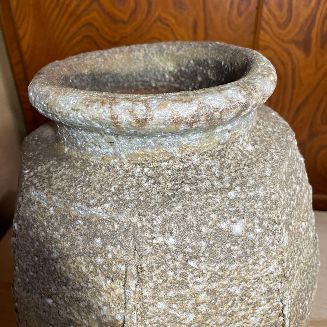 特大優品　人気陶芸家　神山清子　信楽自然釉面取花入　共箱