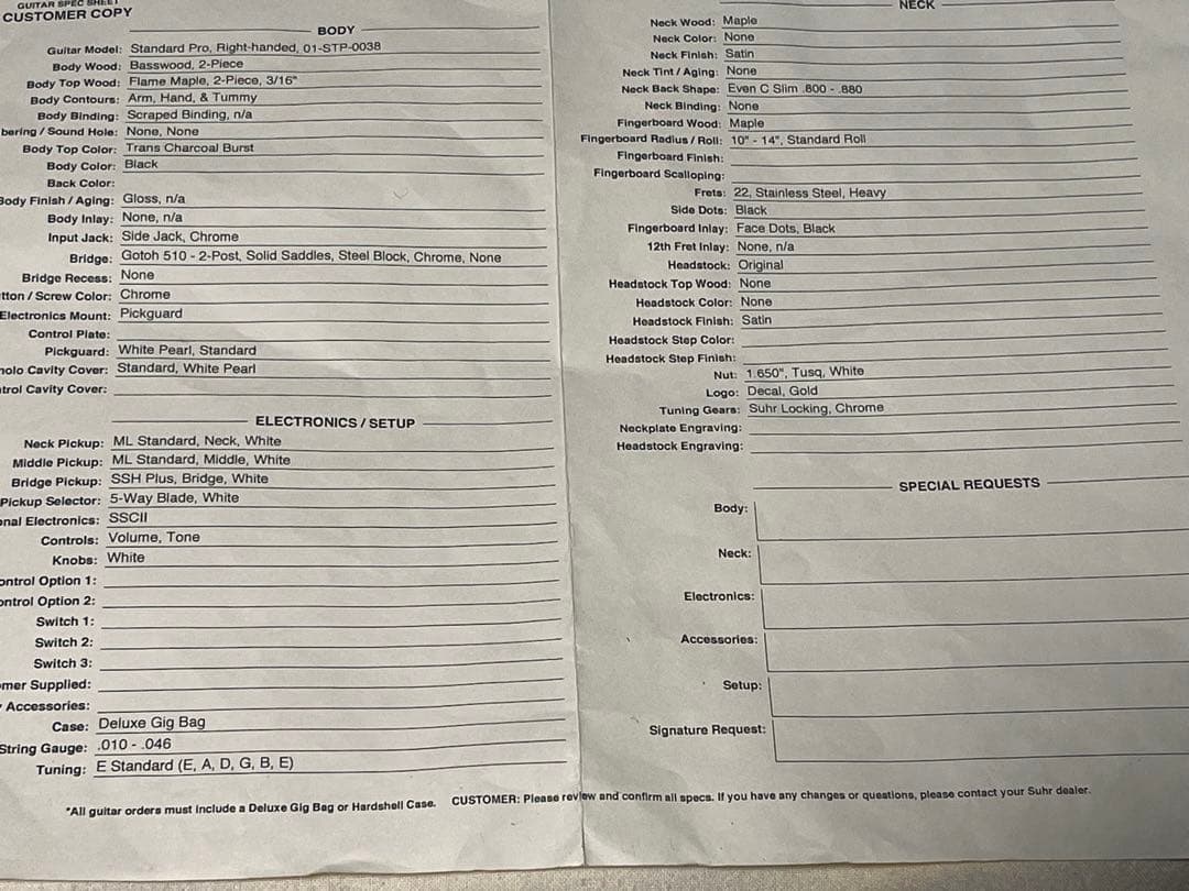 【美品】Suhr standard pro Charcoal Burst