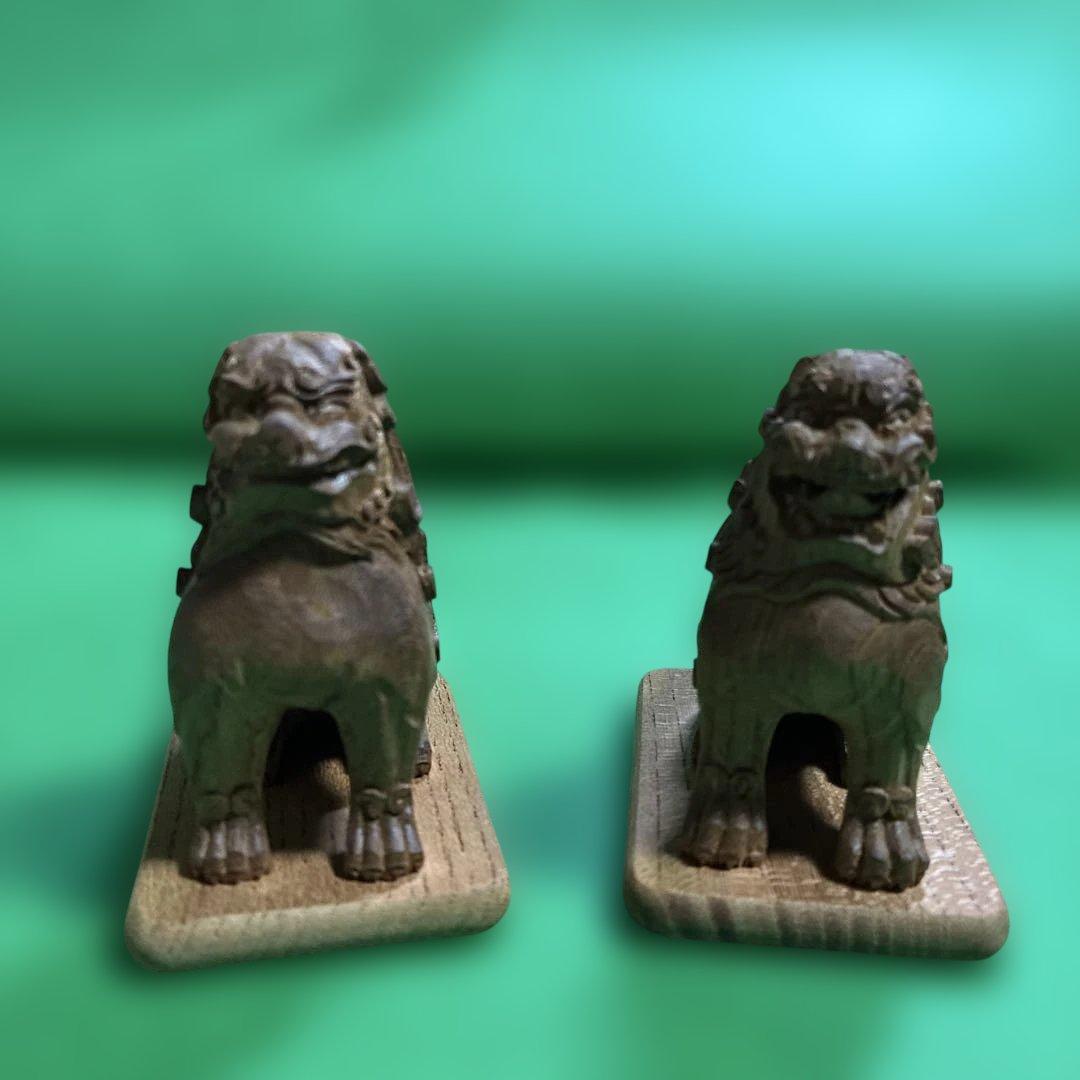 ④ 狛犬　彫り物（けやき材）木製　左右一対
