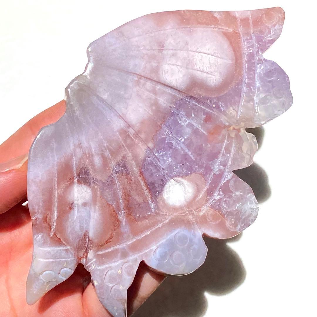 ★★破格大特価【 ピンクアメジスト 蝶々 バタフライ スタンド 彫り物 】