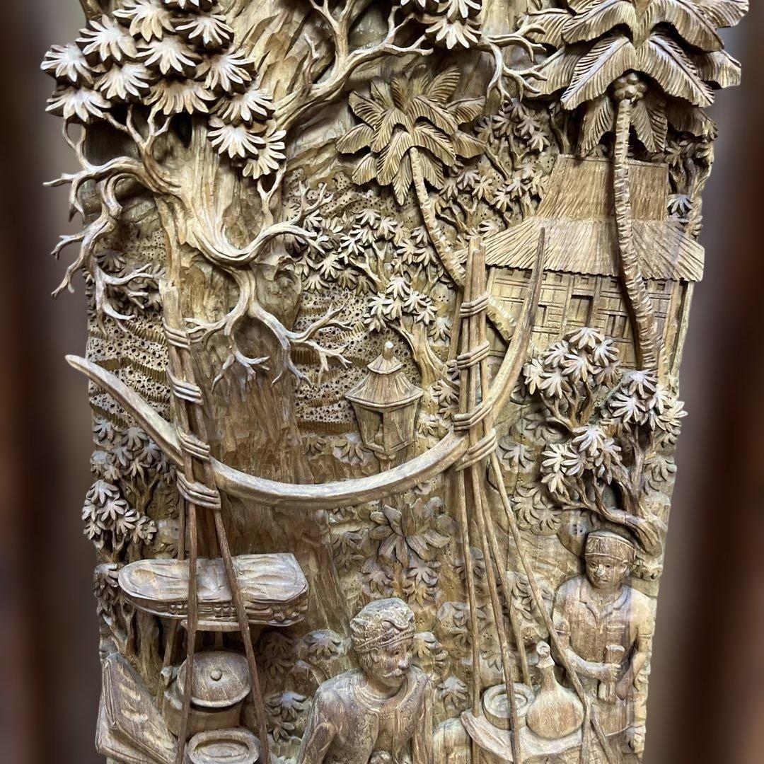 時代　木彫　浮き彫りの額B 約95.5×49.2㎝　東さ8-0131②