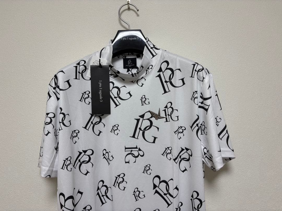 新品1PIU1UGUALE3 GOLF24SSランダムロゴモックネックTシャツ白