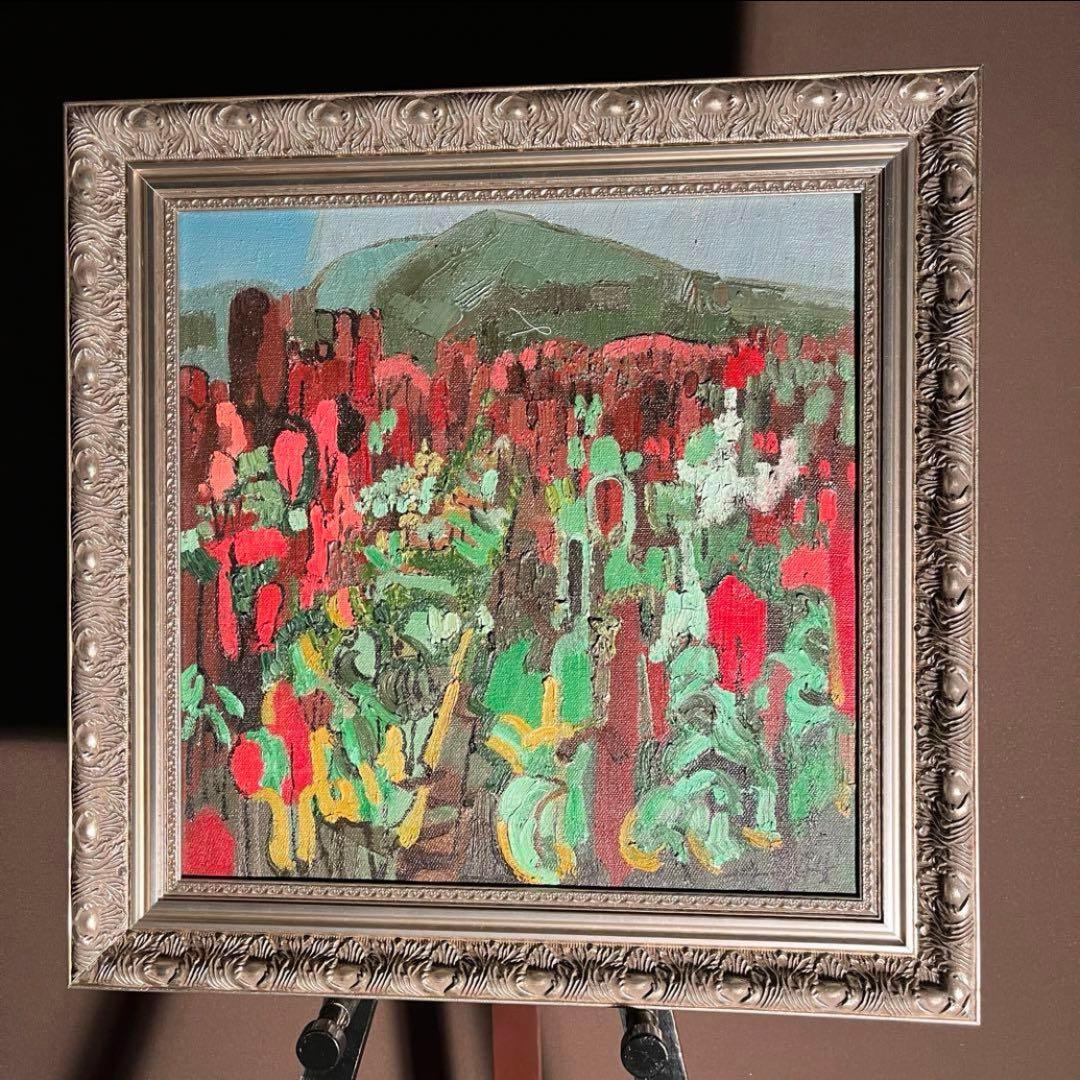 ★真作★ 文勝(ウンシュン) 無題 油絵 額付き 貴重作品