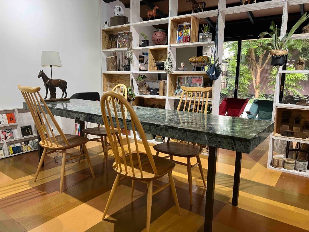 【高級】ビンテージ グリーンマーブル模様が美しい 大理石 ビッグテーブル