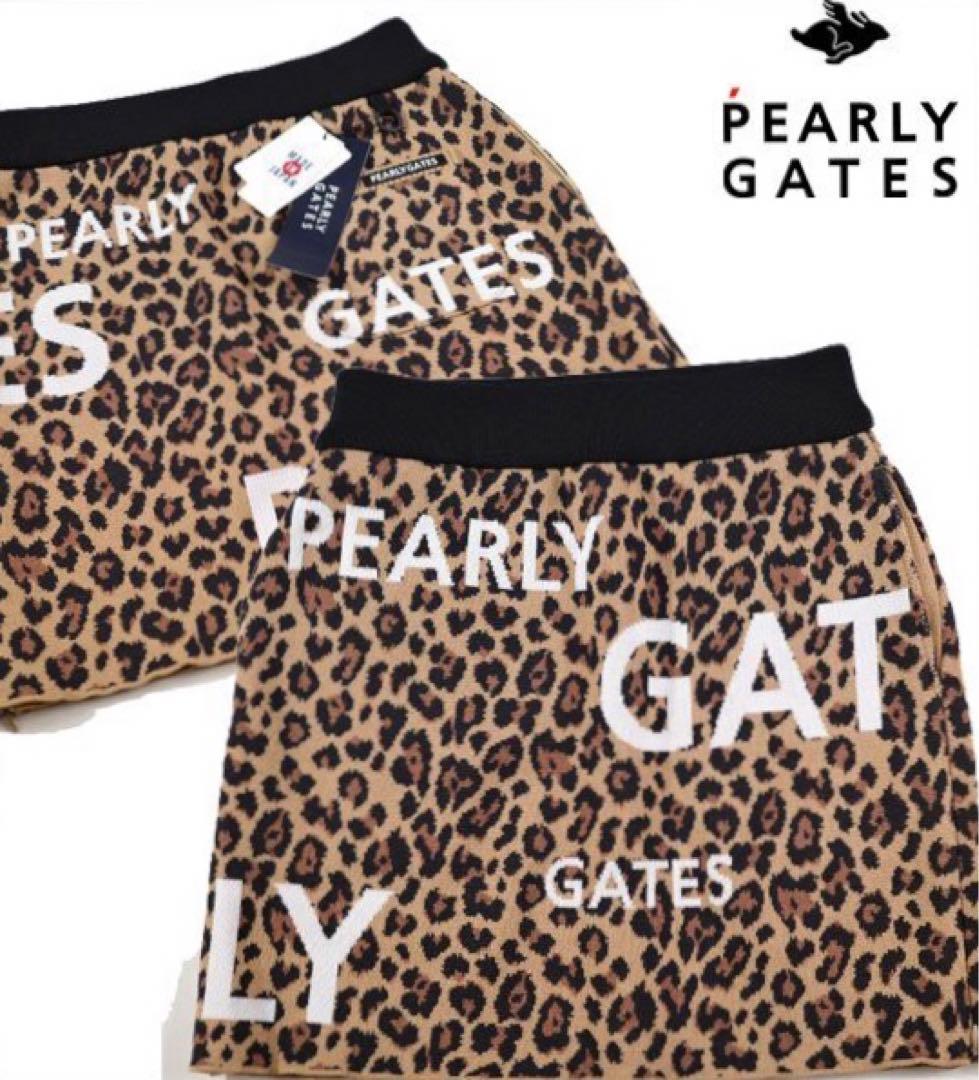 【PEARLY GATES】秋冬 レオパード柄 ニット ストレッチスカート1番M