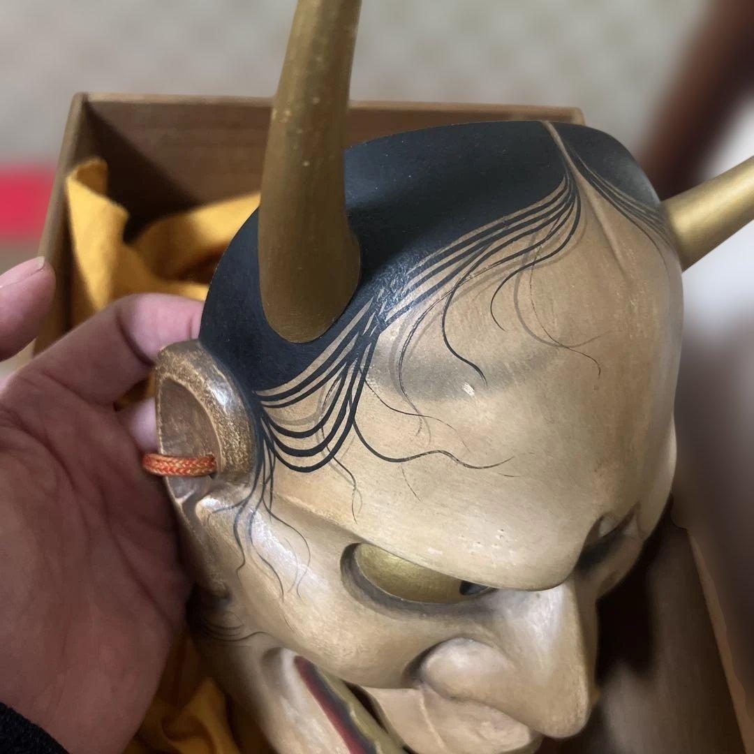 面打師 入江美法 作 木彫 彩色 能面 『 般若 』 合箱