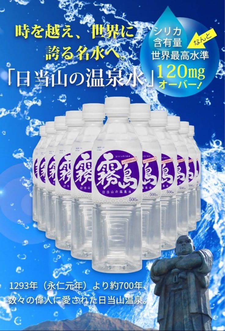 シリカ水☆霧島 日当山の温泉水500ml(24本入り)×6箱