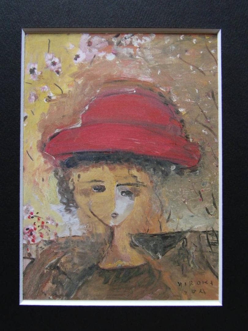 織田廣喜、【通り向け並木と少女】、希少画集画より、状態良好