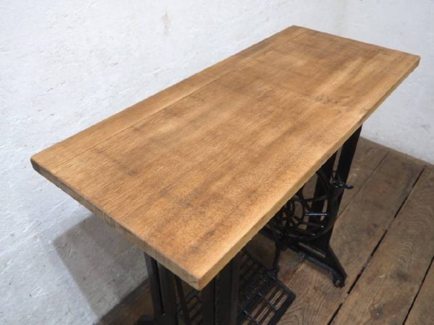 1159 黒ペンキのミシンテーブル　デスク　古家具　レトロ　リメイク　ビンテージ