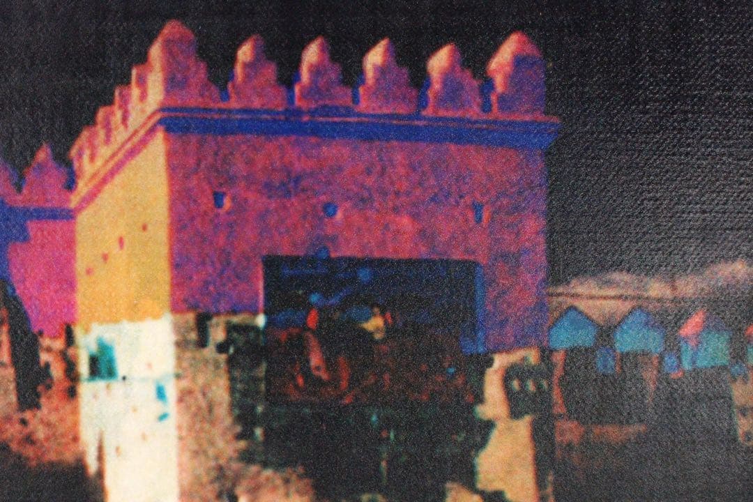 No4855 額装　奈須豊「モロッコの記憶 ”夜”」　サイン入　箱付　送料無料