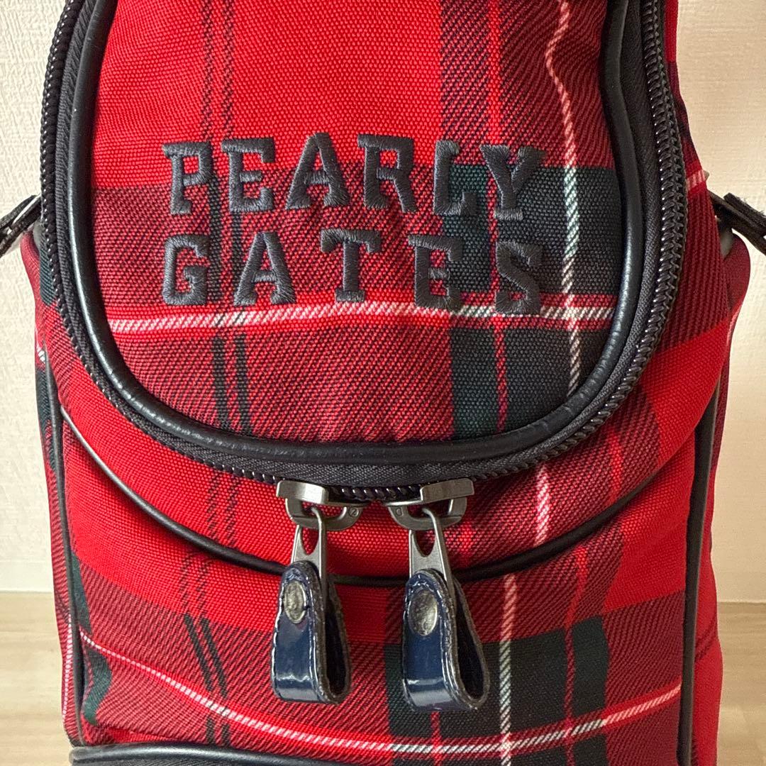 美品　パーリーゲイツ　キャディ バッグ　9型　赤　チェック　色褪せ無し