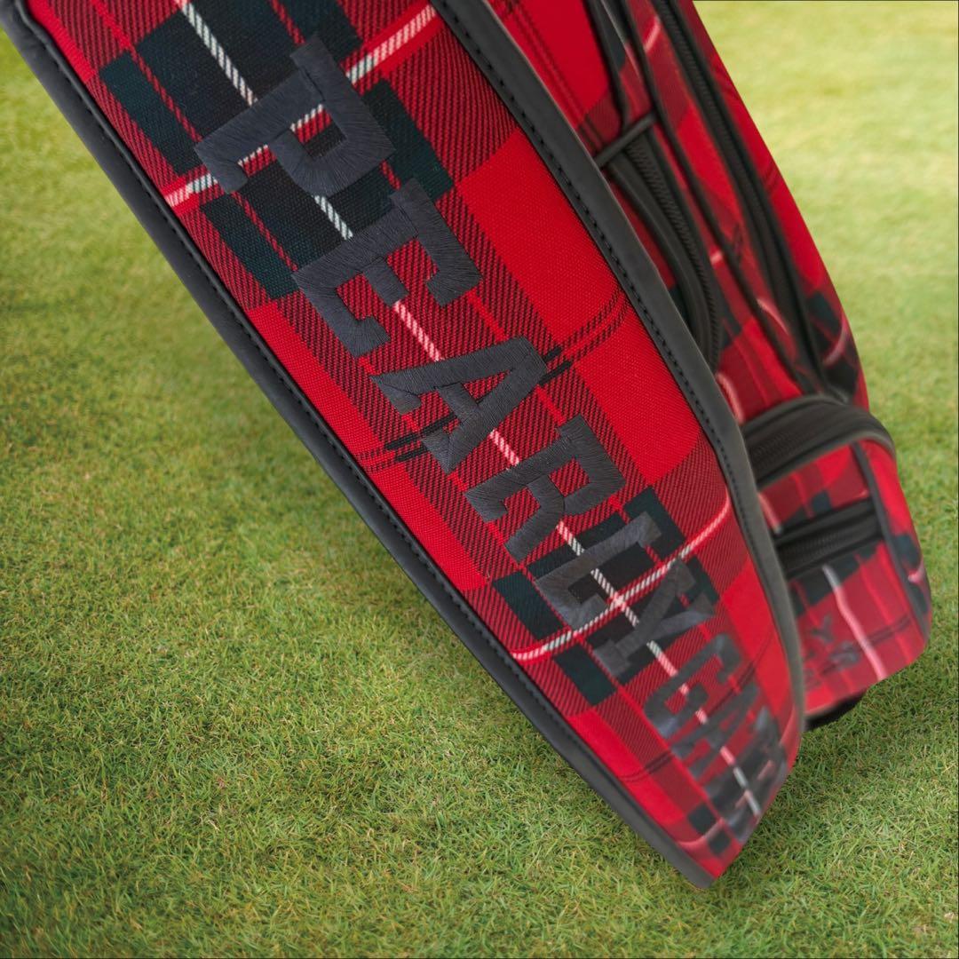 美品　パーリーゲイツ　キャディ バッグ　9型　赤　チェック　色褪せ無し