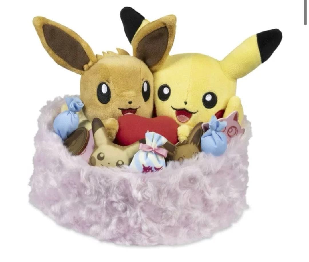 ポケモンセンター ぬいぐるみ ピカチュウ & イーブイ ハートバスケット