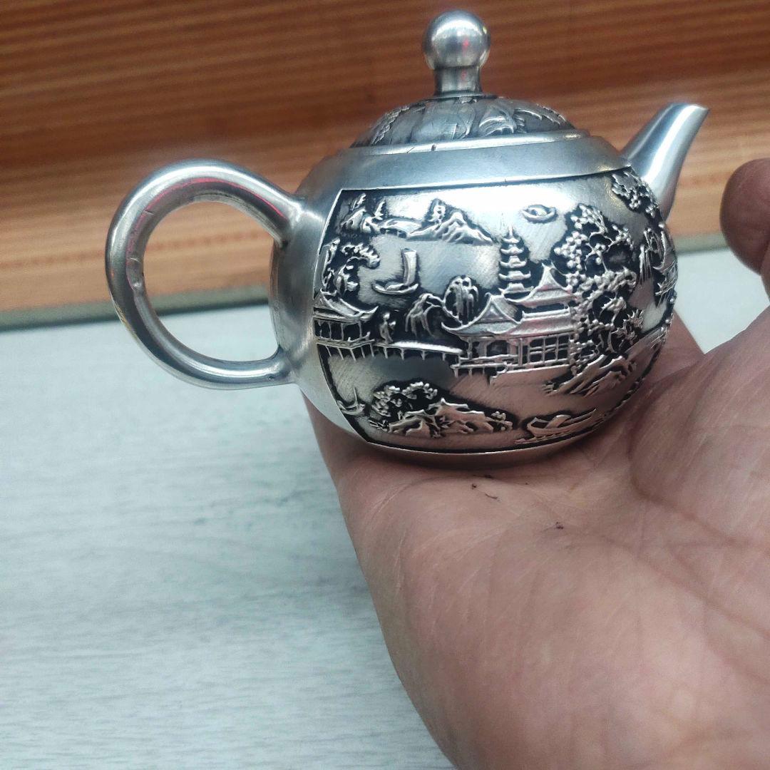 銅器 山水茶壺 酒壺 茶道具 工芸品 美術品 置物