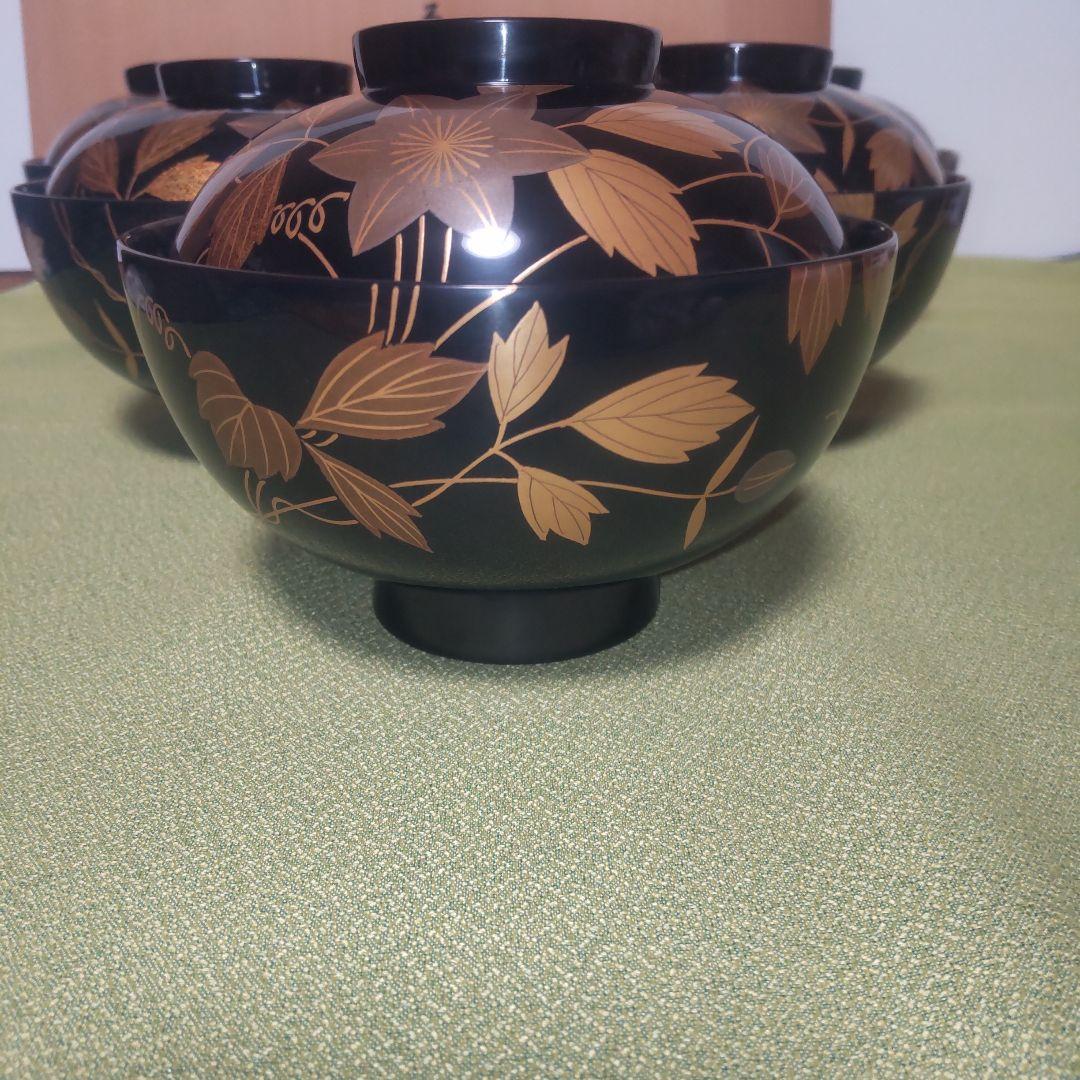 輪島塗 吸い物椀 鉄線 蒔絵 前田定治郎謹製 椀 蓋付 御椀