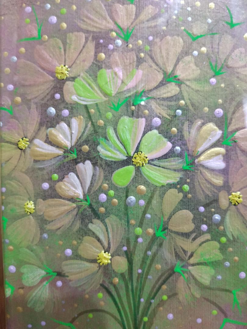 コスモス あらきゆみ アクリルまたは油彩/荒木幸史/インテリア 花 絵画 真作