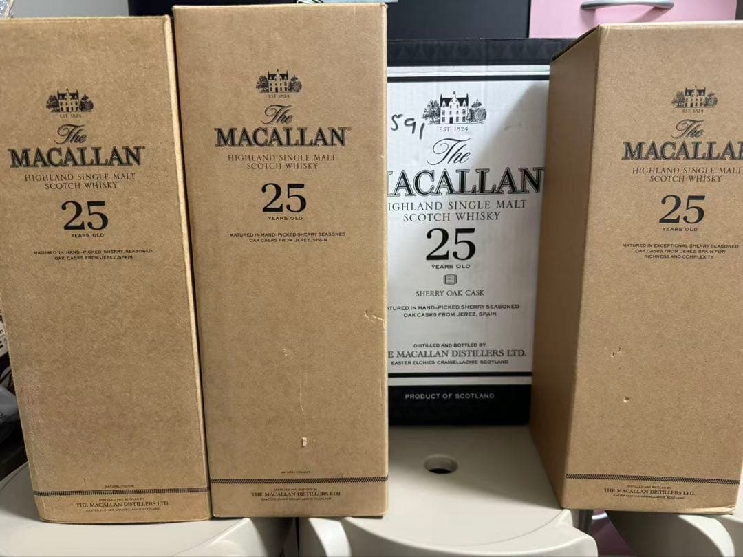 The Macallan 25 Years Oldウイスキー 空瓶3セット箱付き