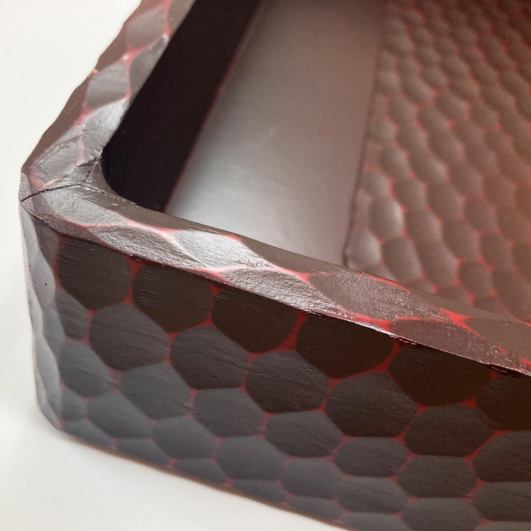 【鎌倉彫】竹模様の衣裳盆 大小2個組