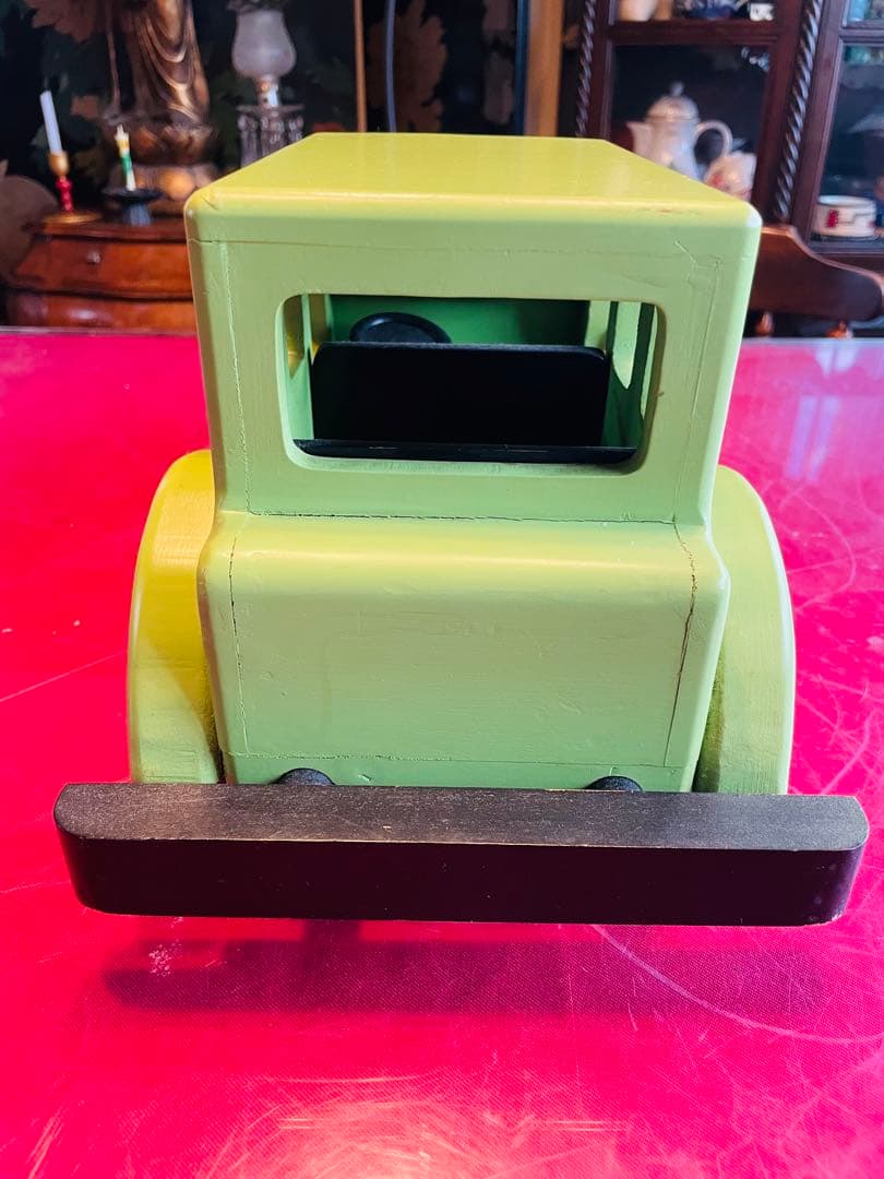 【美品】木製　クラシックカー風　おもちゃ　グリーン　アンティーク