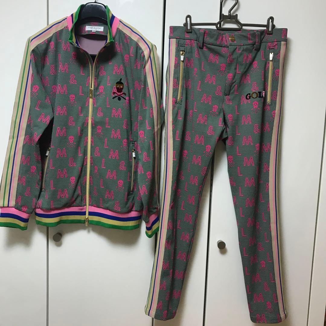 マークアンドロナ 緑　ピンク　柄　トラックジャケット　パンツ　ジャージ　セット