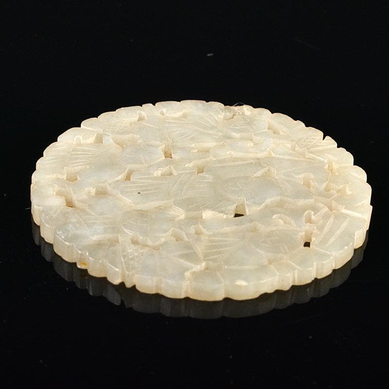 中国　玉石白玉彫刻　人物雕　玉器　玉珮　根付　C　R6197