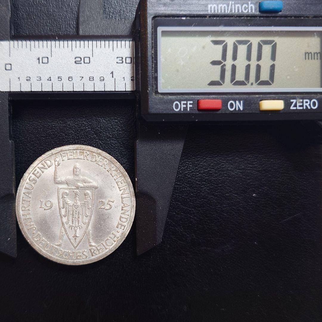 1925年 ワイマール共和国3ライヒスマルク ラインラント1000周年記念銀貨