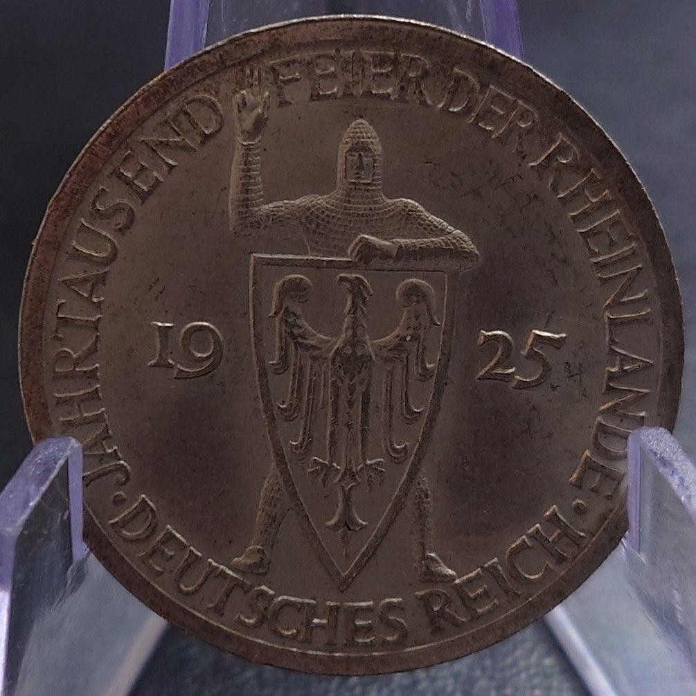 1925年 ワイマール共和国3ライヒスマルク ラインラント1000周年記念銀貨