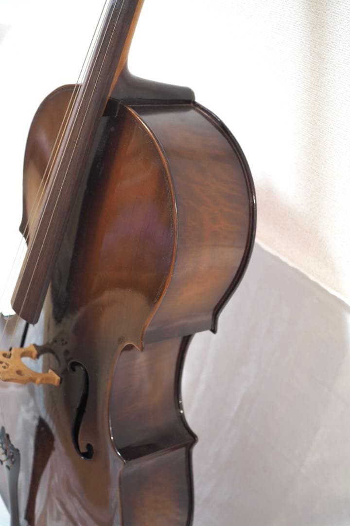 メーカー不明 チェロ 4/4 虎杢 弓 ソフトケース付き