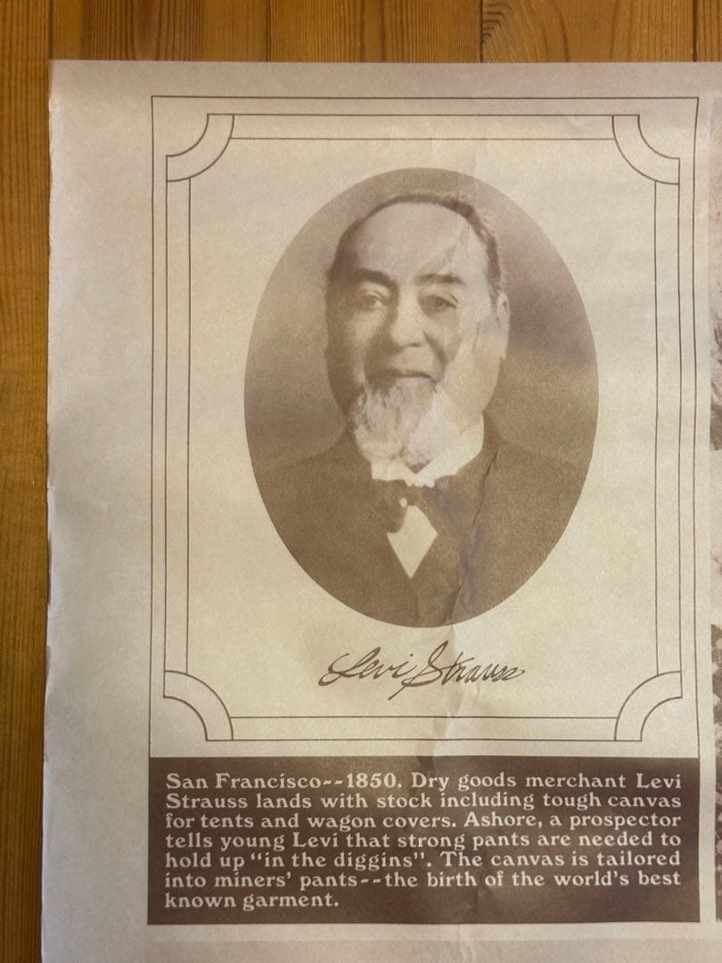 レア70年代オリジナルLEVISリーバイス販促用ビンテージ歴史ポスターBIG E