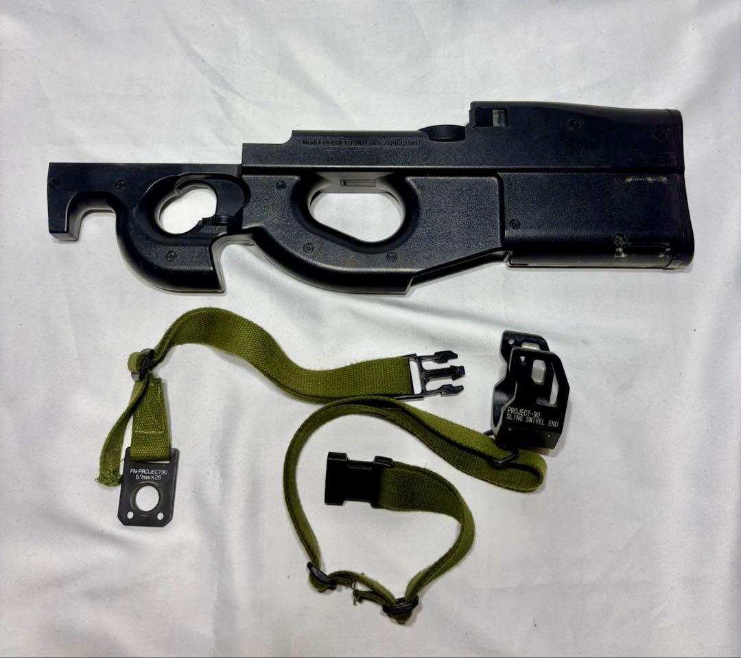 東京マルイ　P-90　フレームパーツ&アルミ製スリングスイベルエンド.、ベルト付