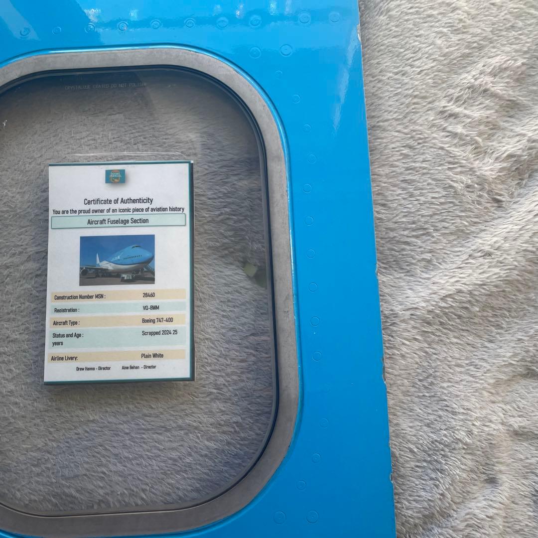 KLMオランダ航空 B747-400M PH-BFV 窓 本物の航空機部品
