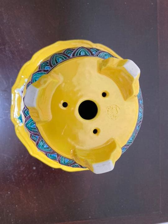 絵付き　盆栽鉢　平安昭阿弥　共箱