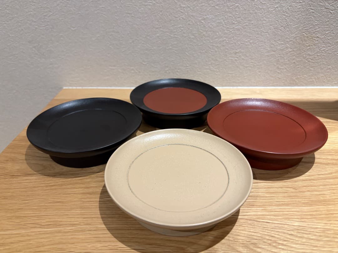 赤木明登 茶の小皿セット／黒・赤・日の丸・白