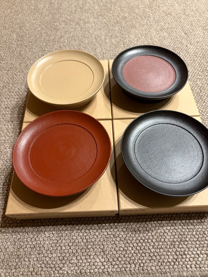 赤木明登 茶の小皿セット／黒・赤・日の丸・白