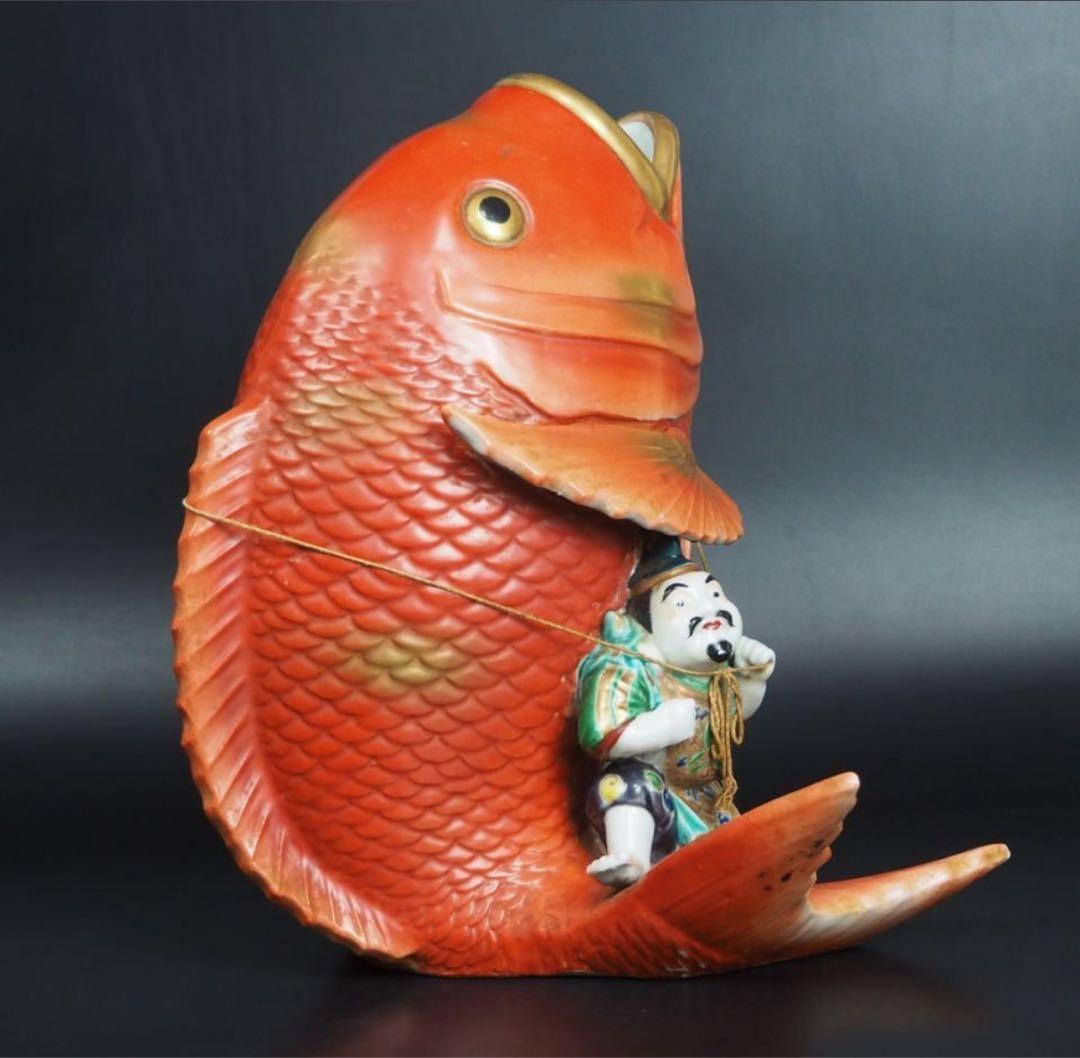 送料無料　明治時代　九谷恵比寿様　高さ31ｃｍ　迫力満点★大珍品★超レア★