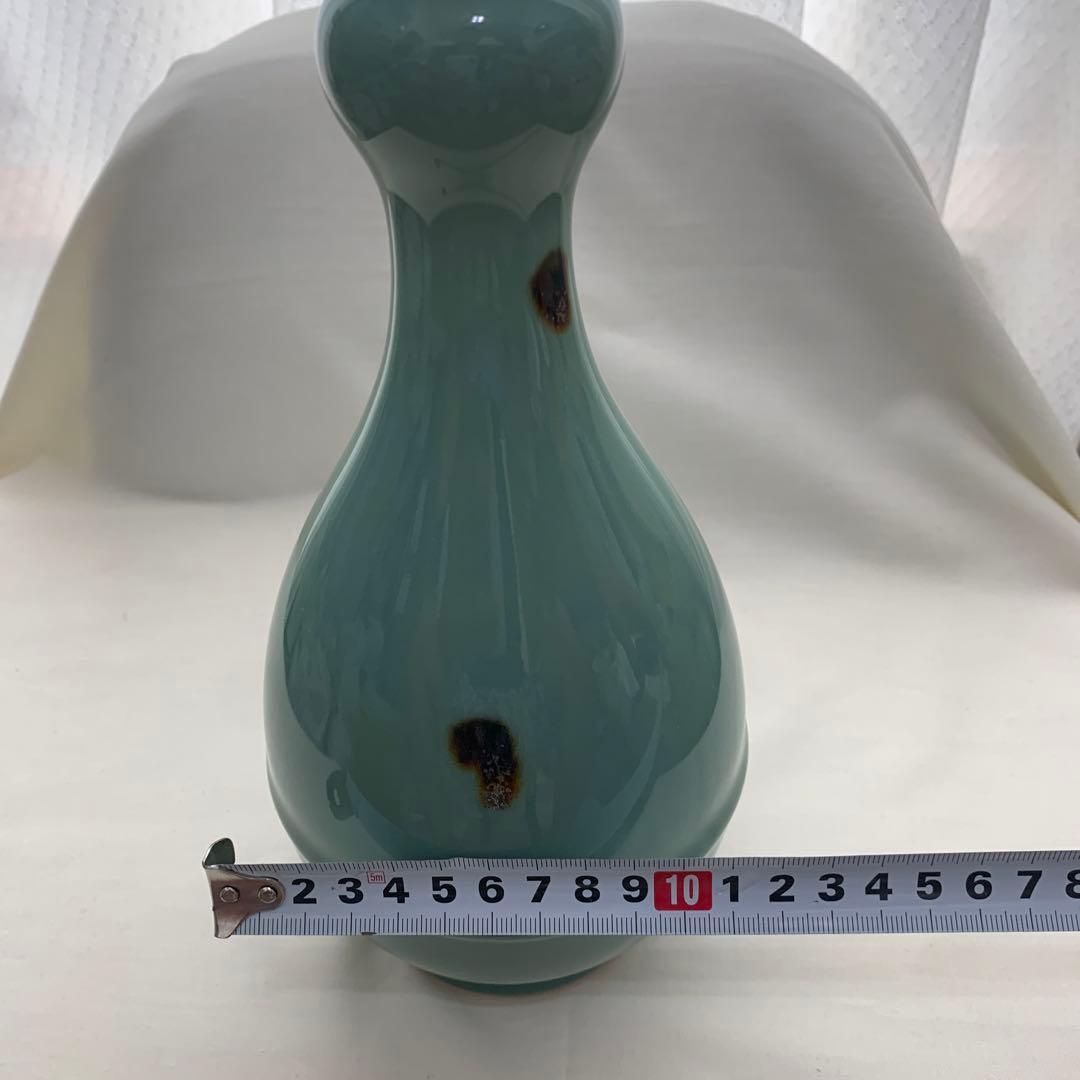 八田蘇谷　飛青瓷　花瓶　平安青瓷窯　共箱